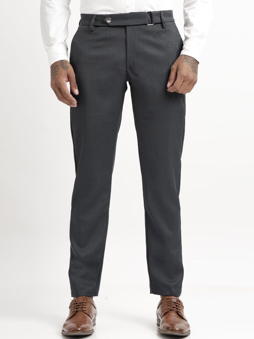 Blu MNKY Men Smart Slim Fit Trousers
