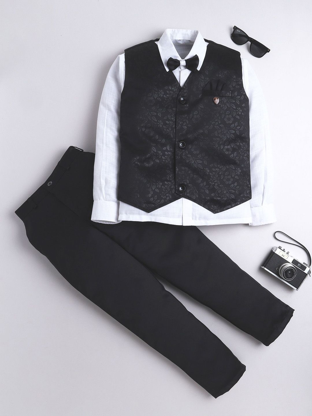 BAESD Boys Self Design Single-Breasted Three Piece Party Suit