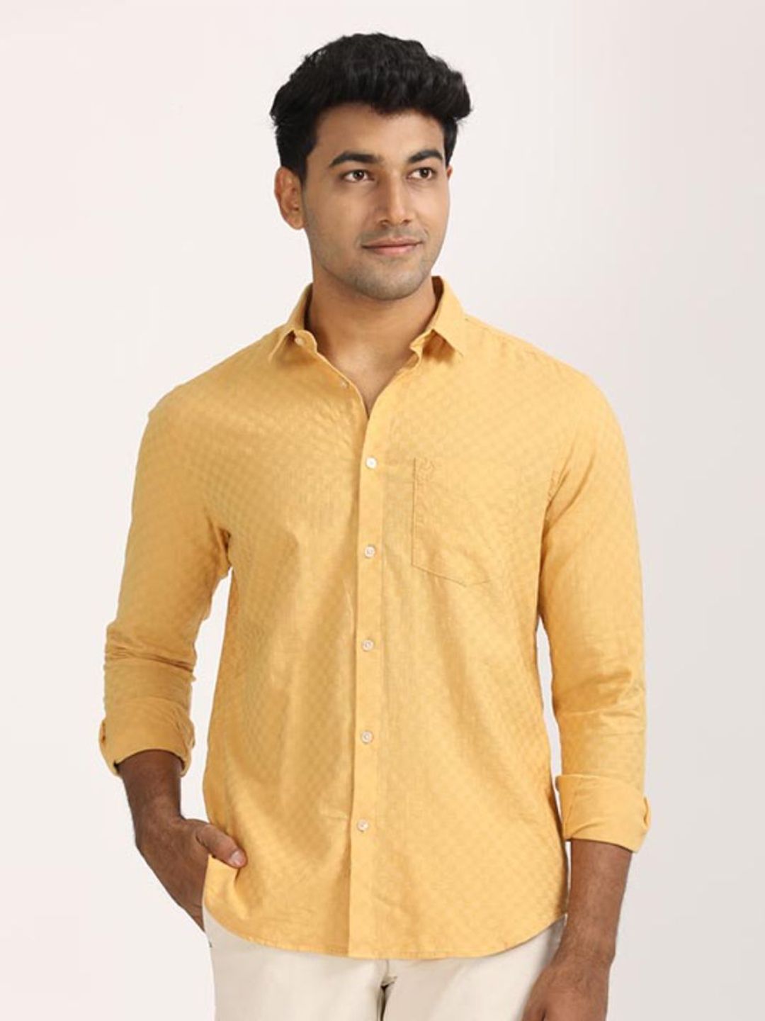 Indian Terrain Indian Terrain Classic Slim Fit Spread Collar Cotton Shirt