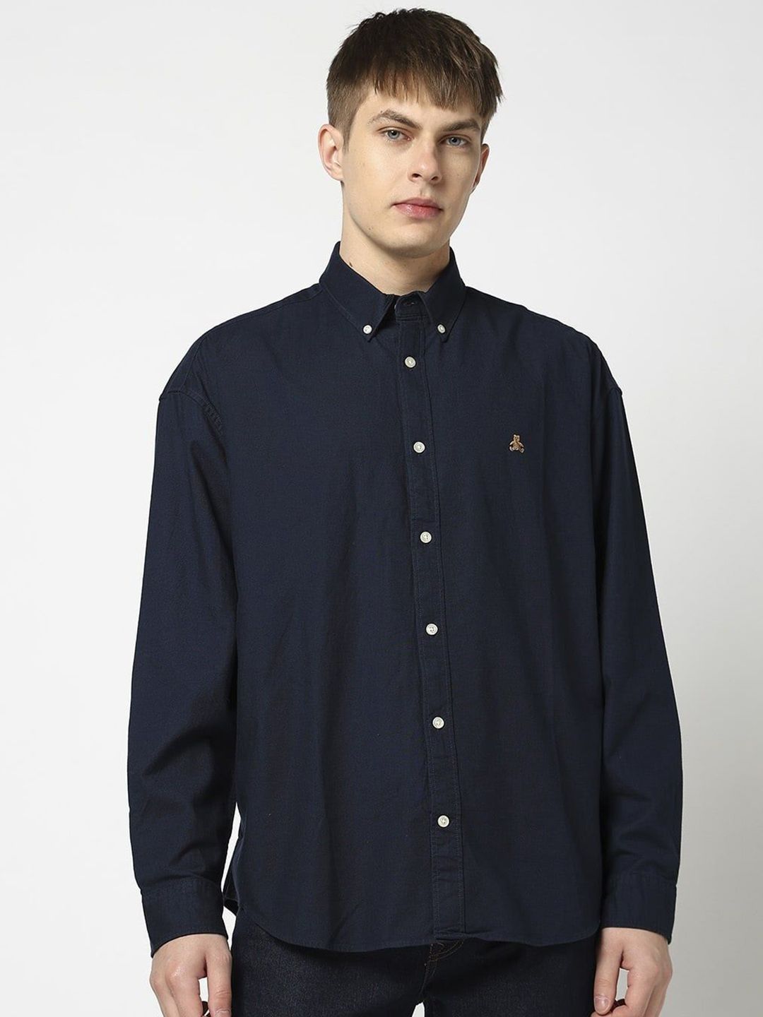 GAP Men Solid Button-Down Collar Pure Cotton Casual Shirt
