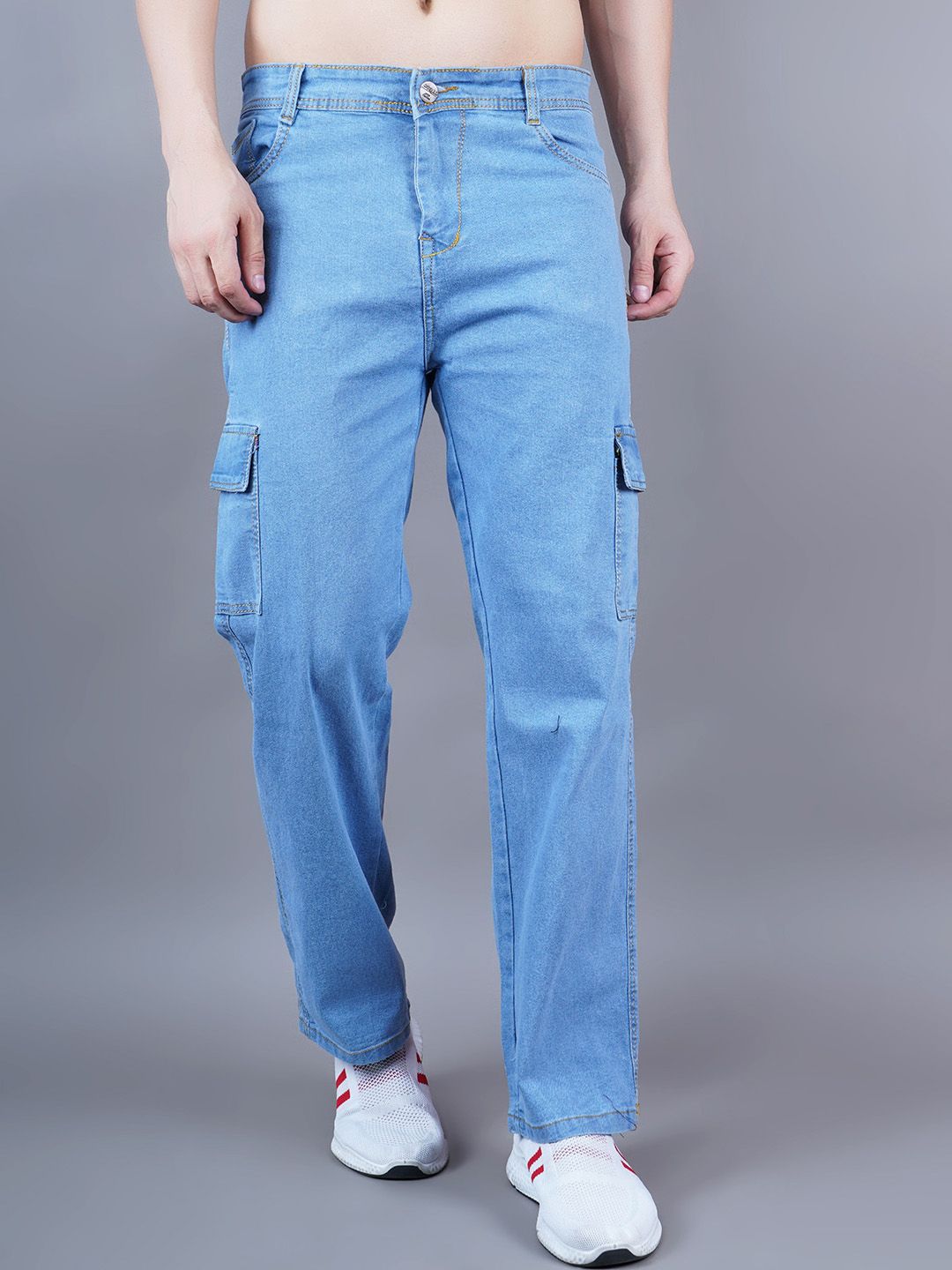 Moda Rapido Men Classic Mid-Rise Stretchable Cargo Styles Boyfriend Fit Denim Jeans