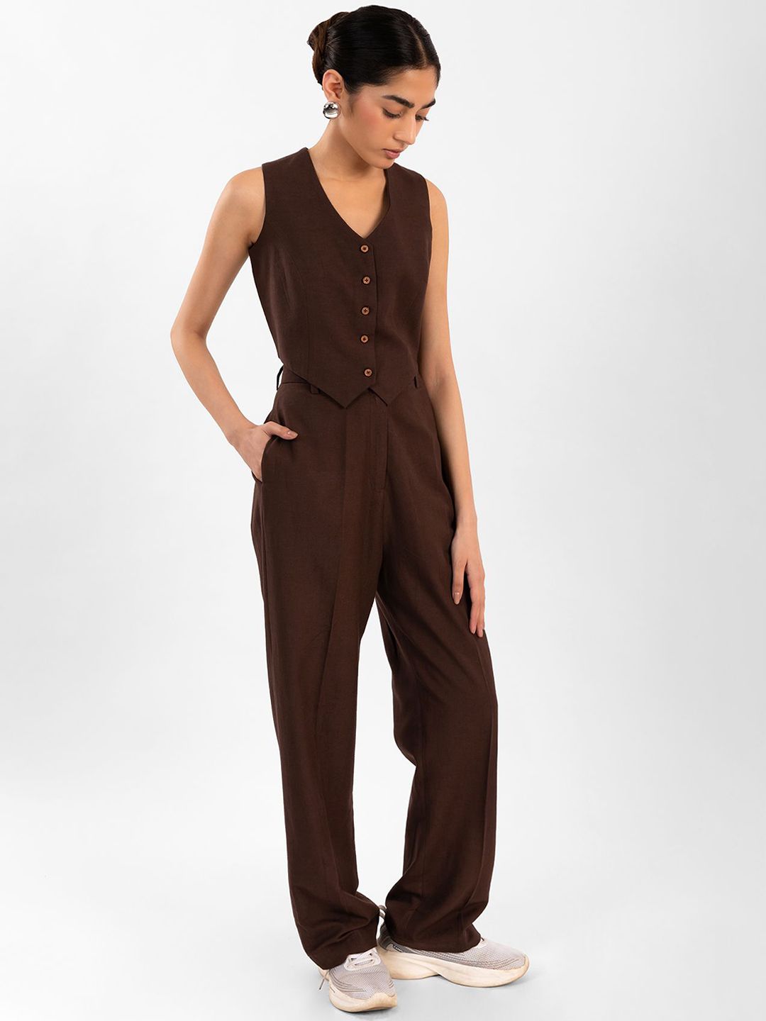 Contemponari Evelyn V-Neck Waistcoat With Trousers