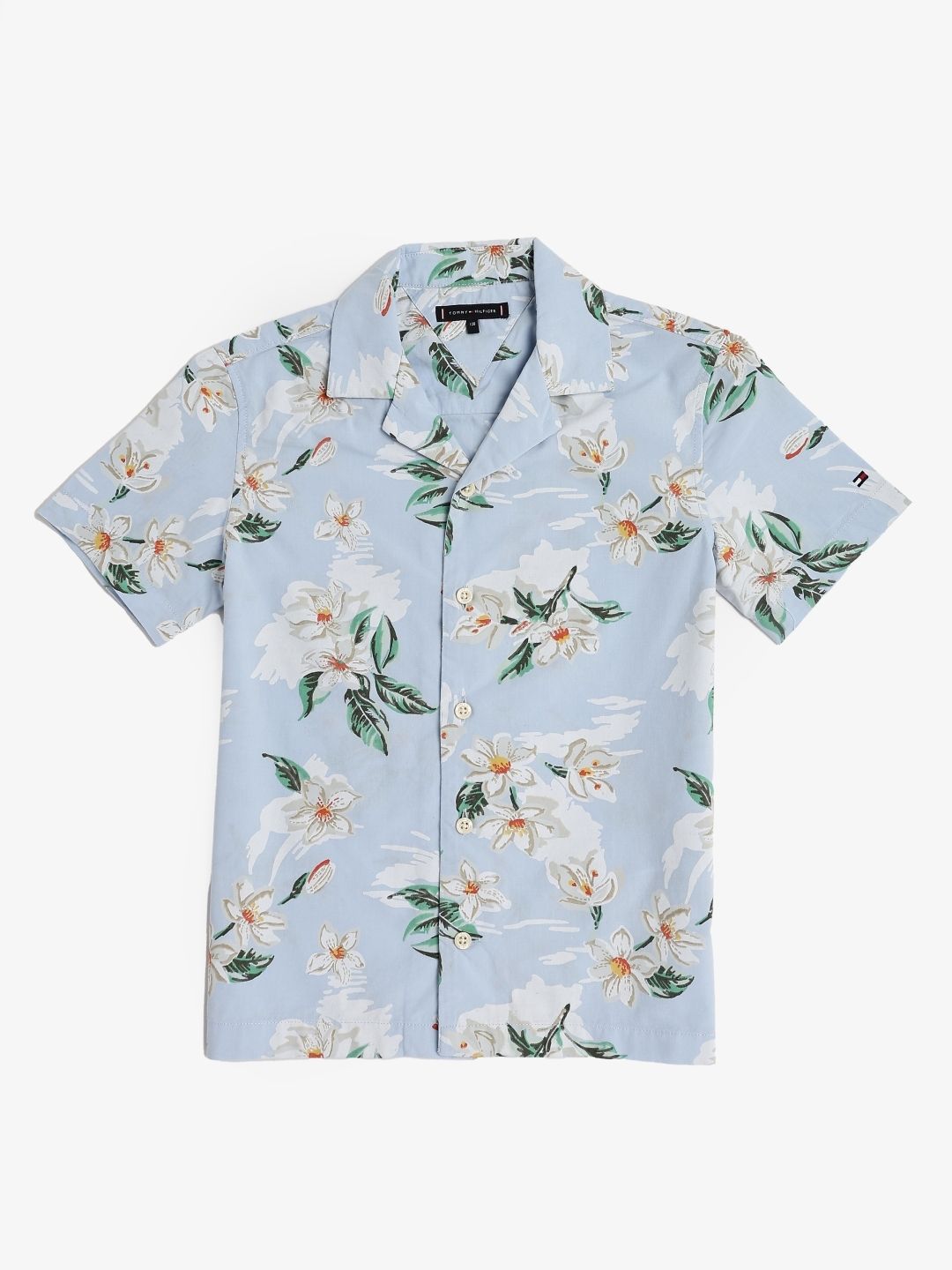 Tommy Hilfiger Tommy Hilfiger Boys Floral Printed Cuban Collar Pure Cotton Casual Shirt