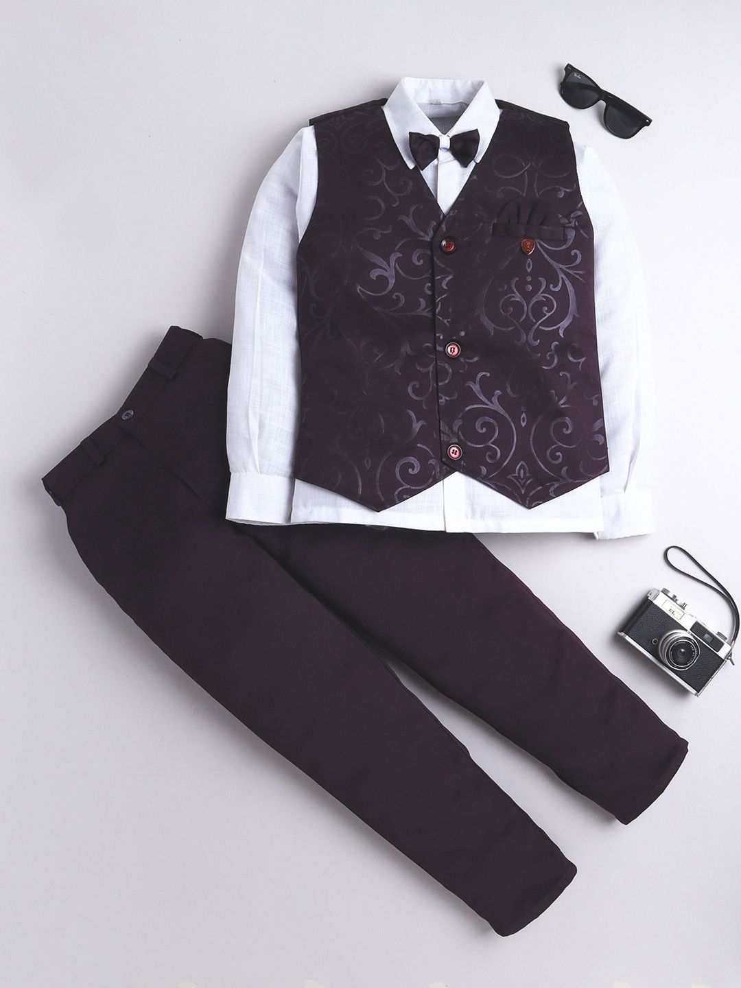 BAESD Boys Self Design Single-Breasted Three Piece Party Suit