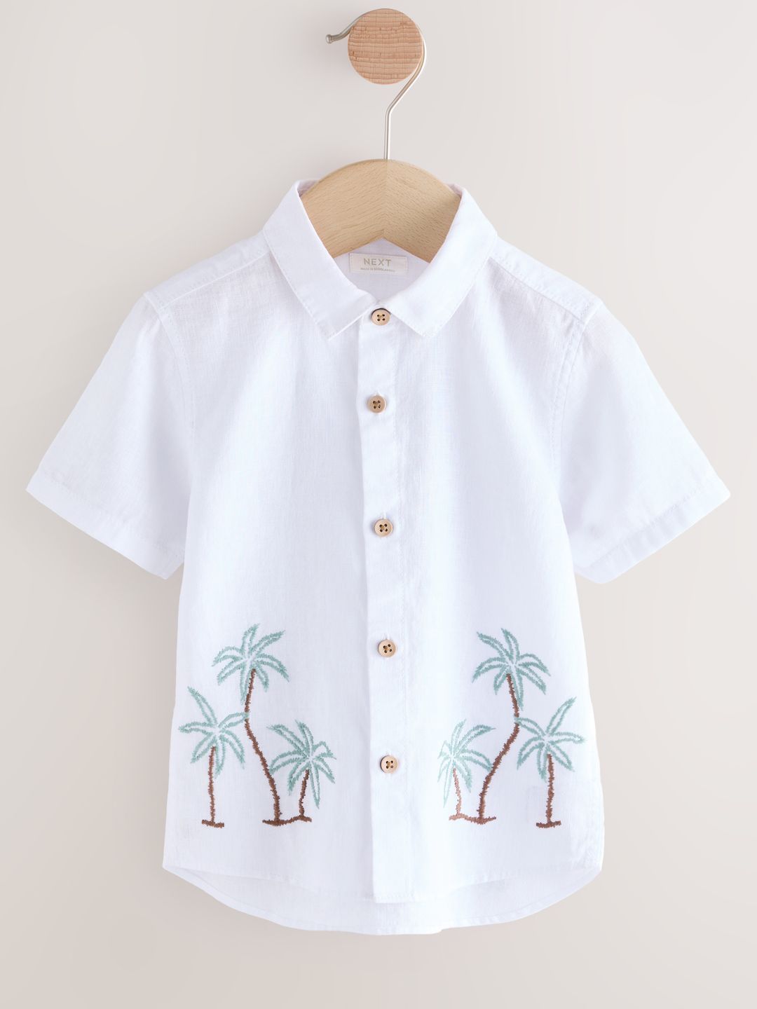 NEXT Boys Embroidered Detail Linen Cotton Casual Shirt