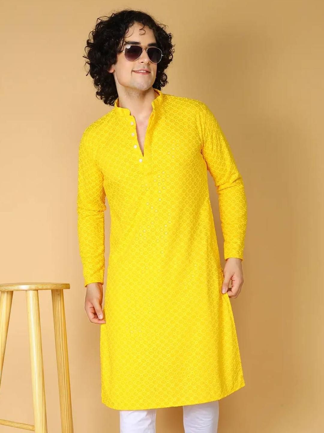 CHIRASVI Men Yellow Kurtas