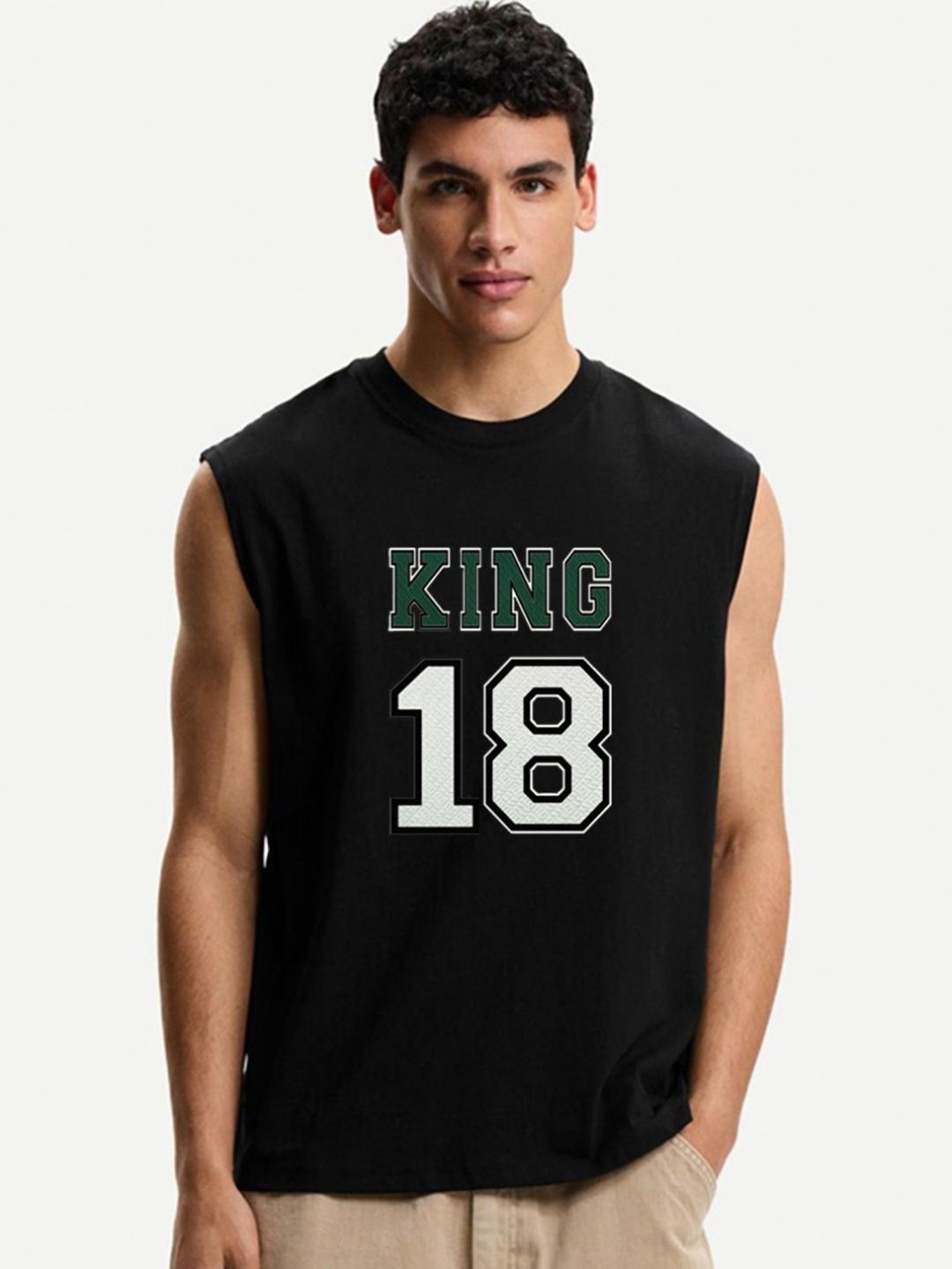 Moda Rapido Typography Printed Round Neck Sleeveless T-shirt