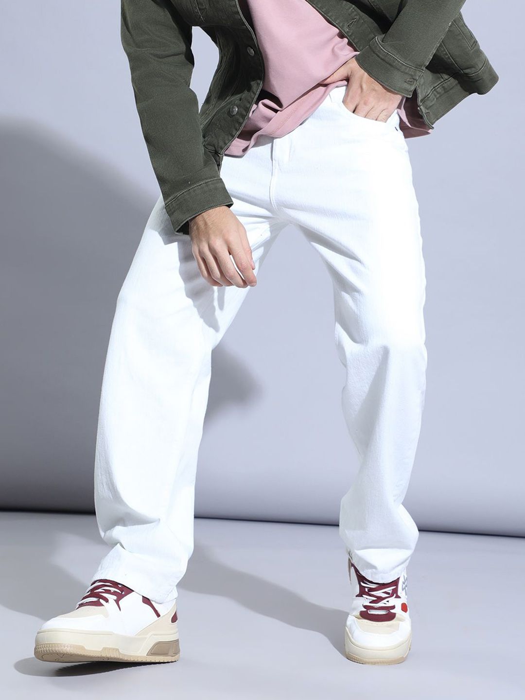 Hence Men Loose Baggy Mid-Rise Cotton Jeans