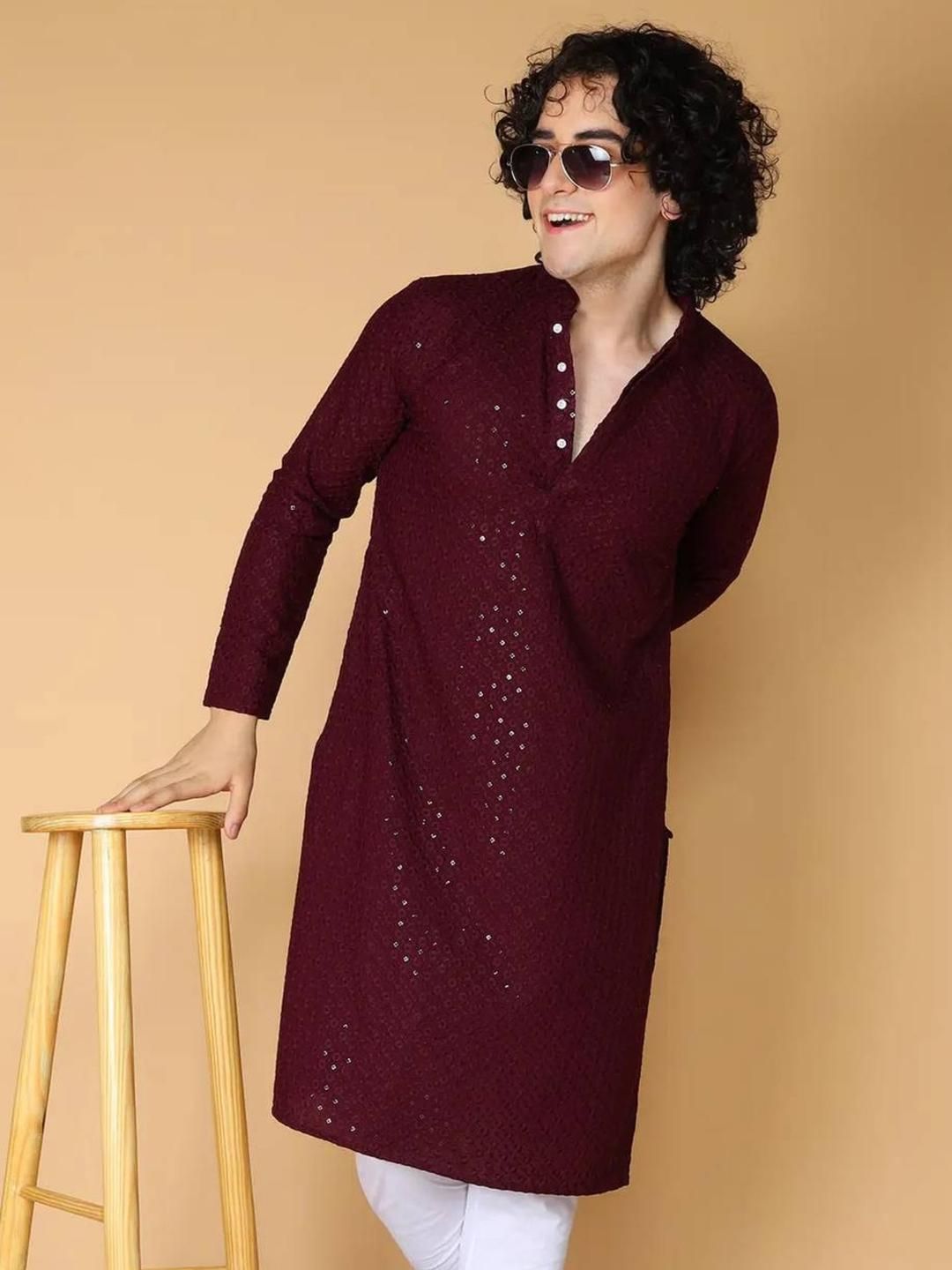 CHIRASVI Men Maroon Kurtas