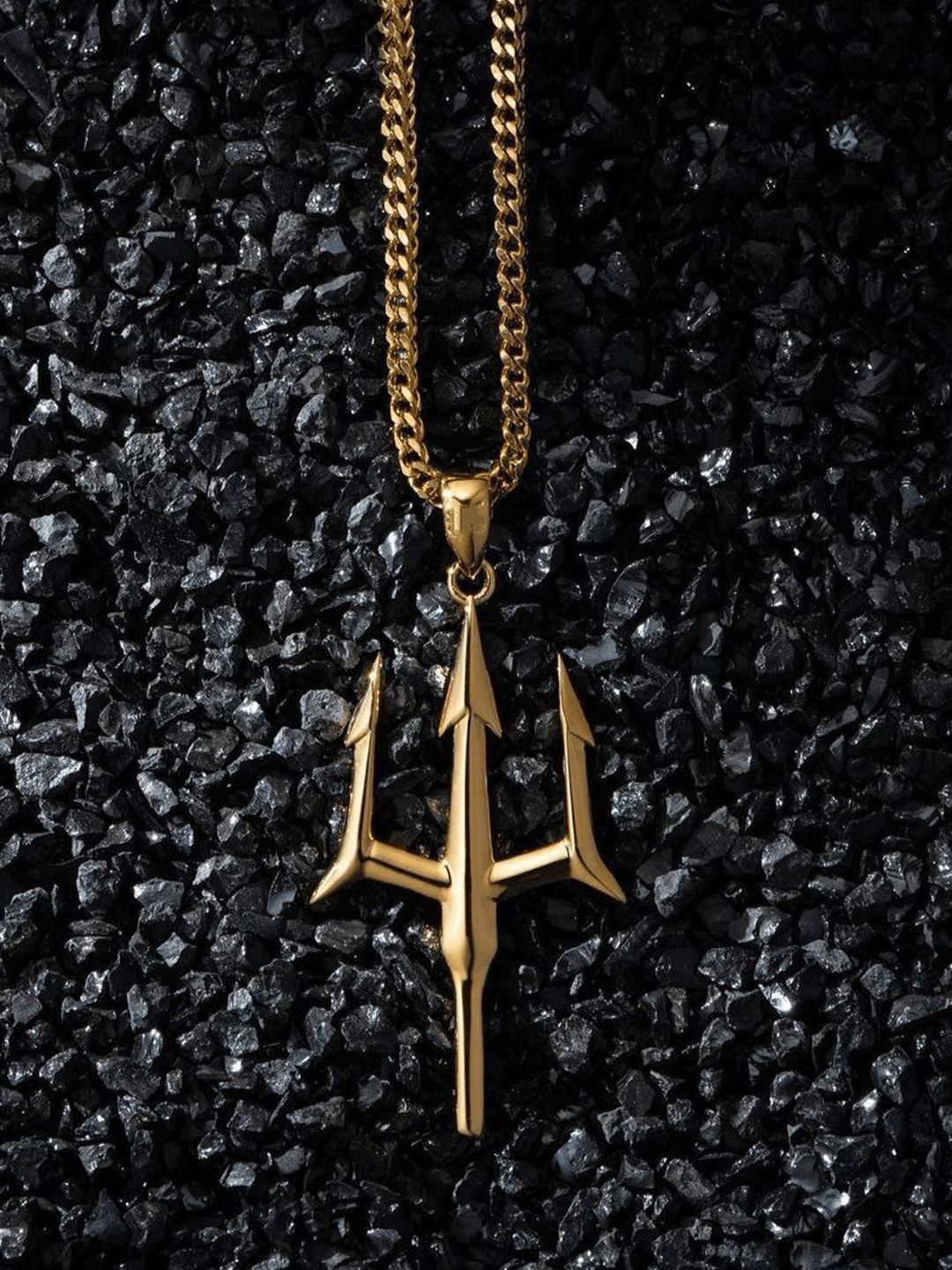 BEYTER Stainless Steel Shiv Trishul Pendant With Chain
