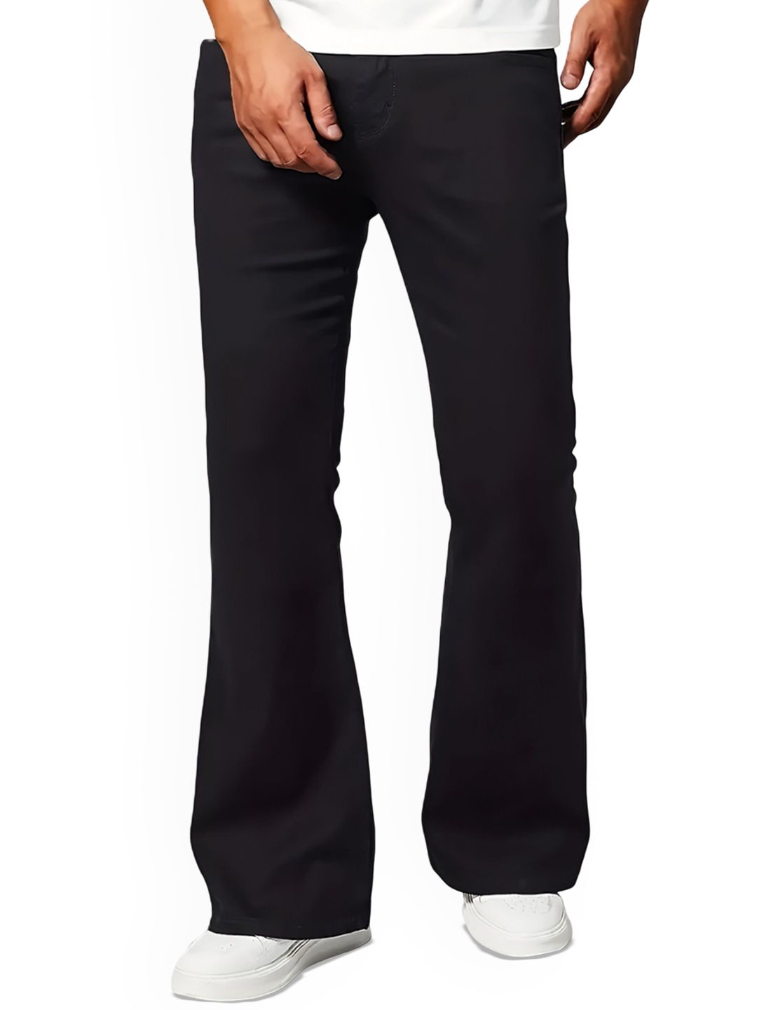 THIRD QUADRANT Men Loose Bootcut Mid-Rise Low Distress Jeans