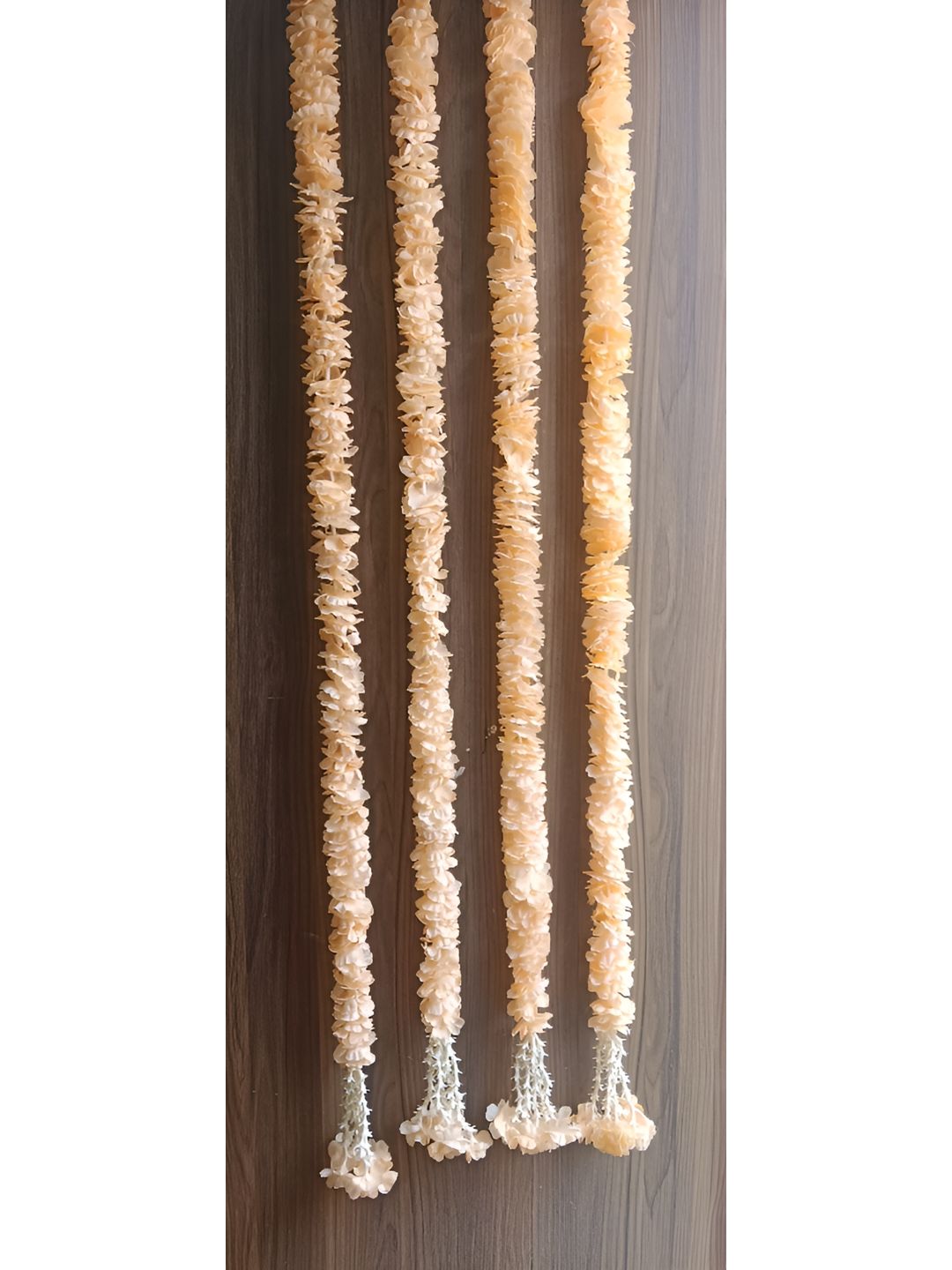 Nutts White & Peach 4 Pieces Paper Gajra Hanging Garlands