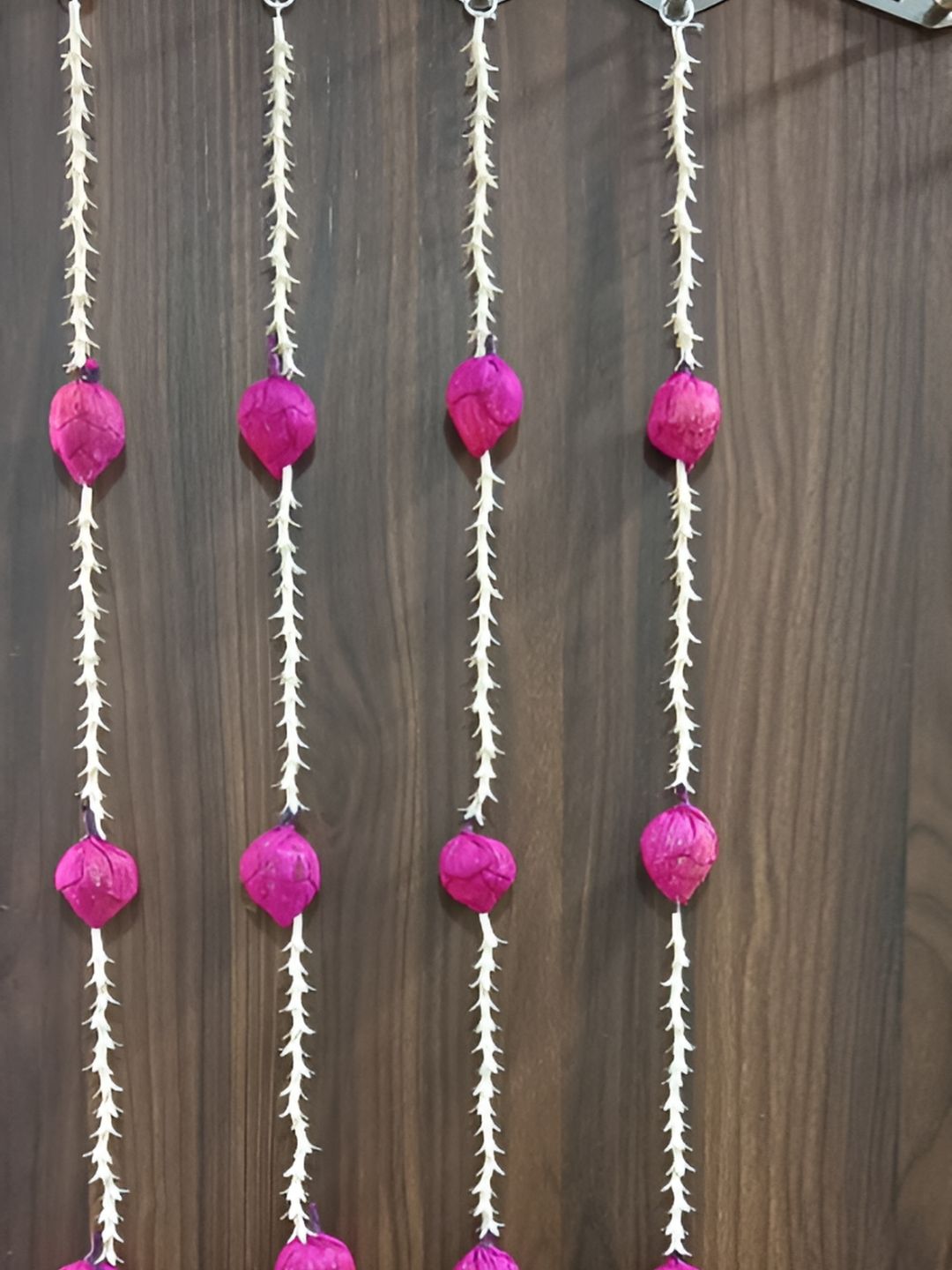 Nutts White & Pink 4 Pieces Paper Gajra Hanging Garlands