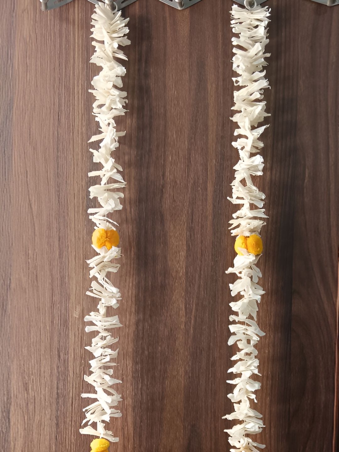 Nutts White & Yellow 2 Pieces Paper Gajra Hanging Garlands