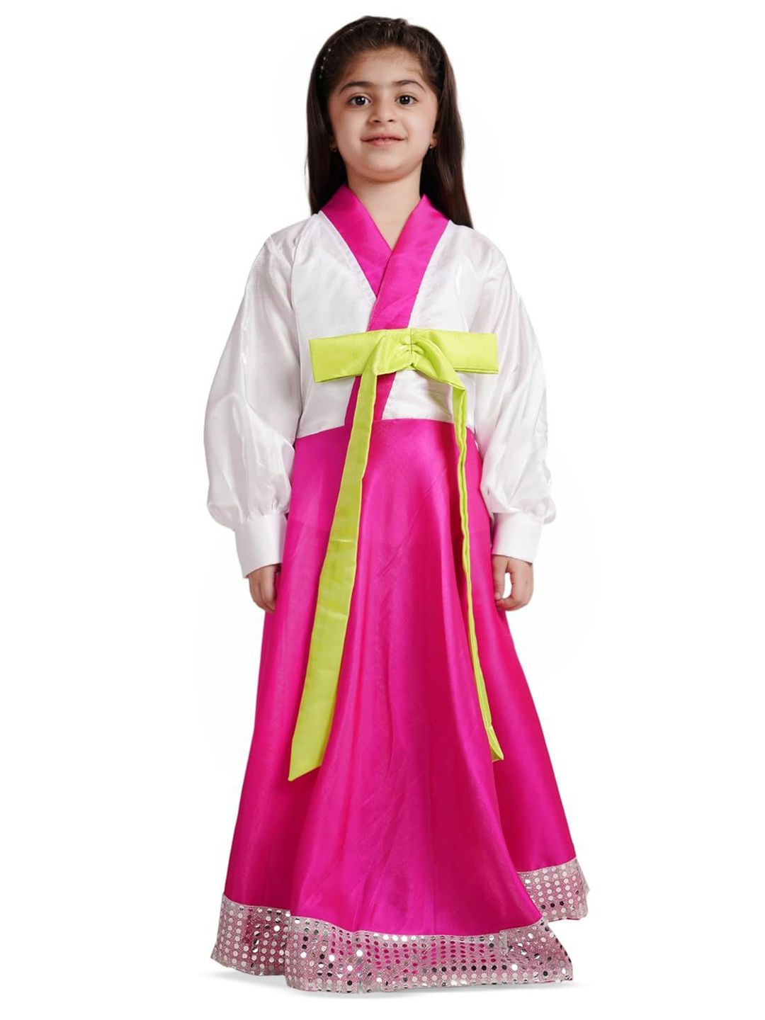 Kaku Fancy dresses Girls Colourblocked Korean Costume Set