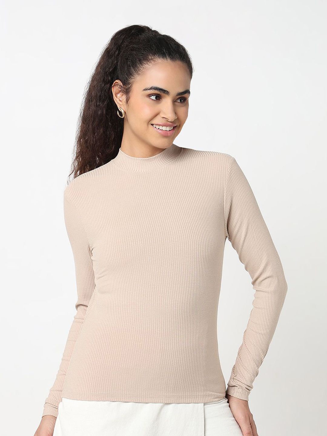 Buy R&B Women Solid High Neck Long Sleeves Top - Tops for Women