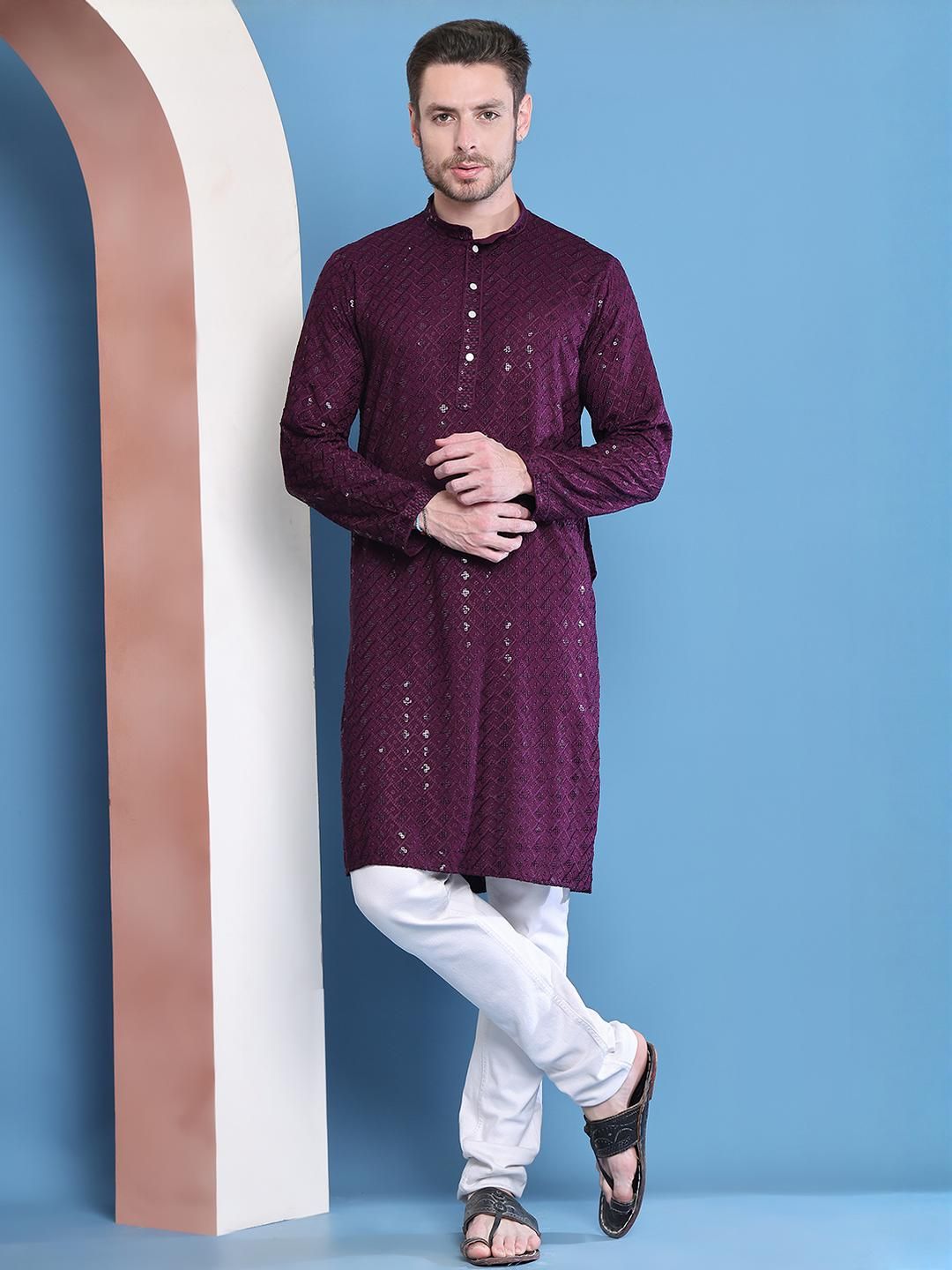 GRAGE Men Purple Kurtas