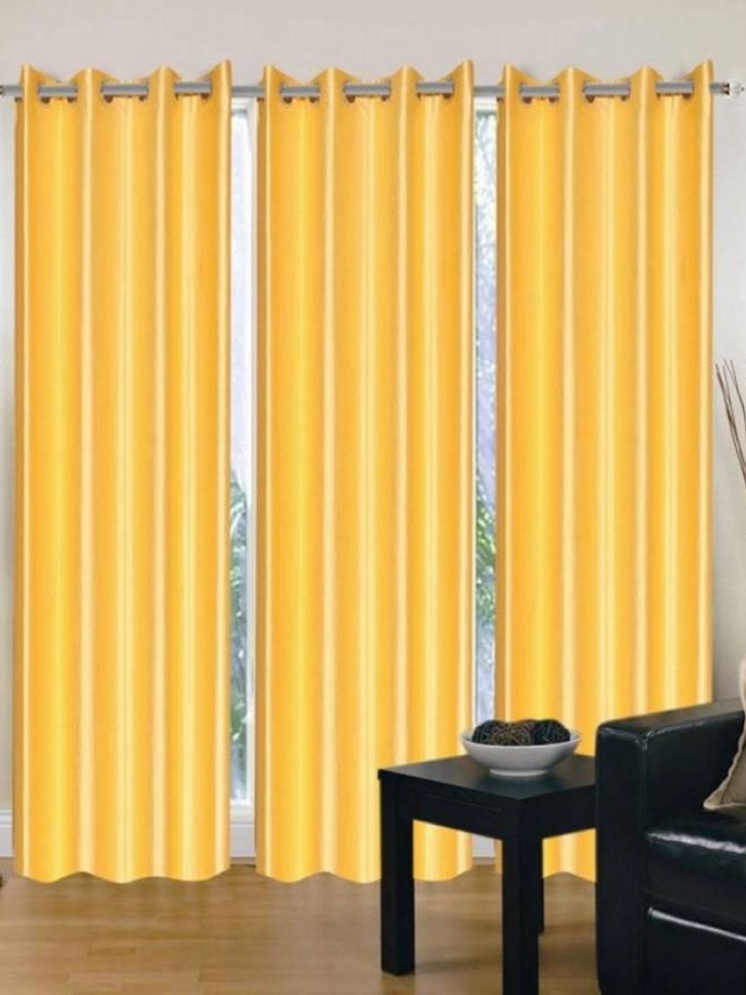 BELLA TRUE Yellow 3 Pieces Long Door Curtains