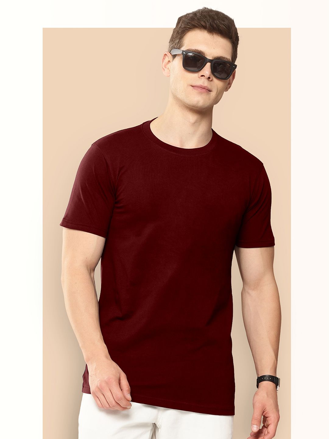 Q CUT Round Neck Cotton Regular Fit Tshirt
