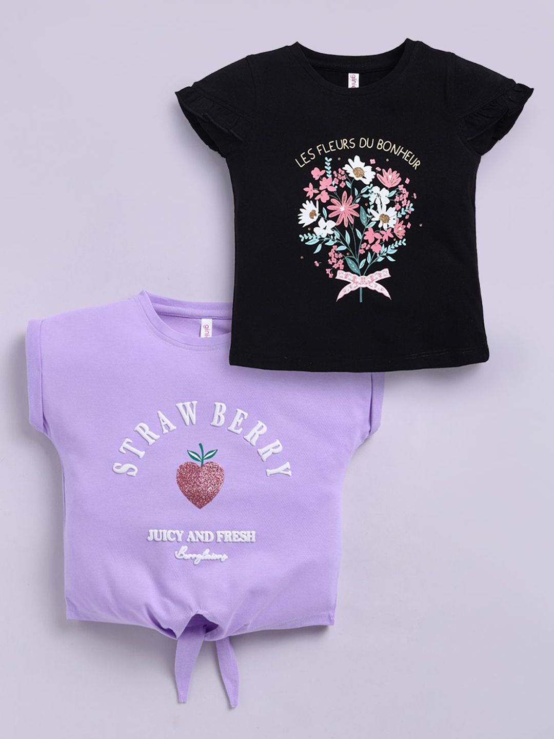 giniekids Girls Typography Print Round Neck Cotton Regular Top