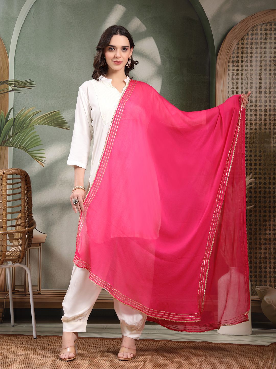 Clora Creation Gotta Patti Chiffon Dupatta