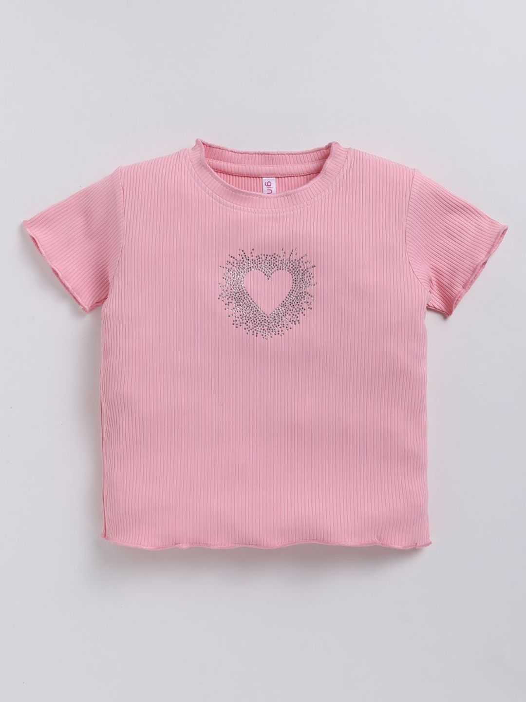 giniekids Girls Ribbed Beads And Stones Regular Top