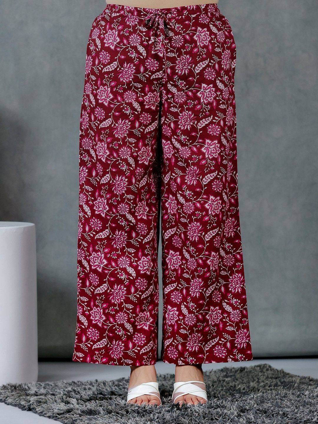 Aramya Women Ethnic Motifs Print Wide Leg Ethnic Palazzos