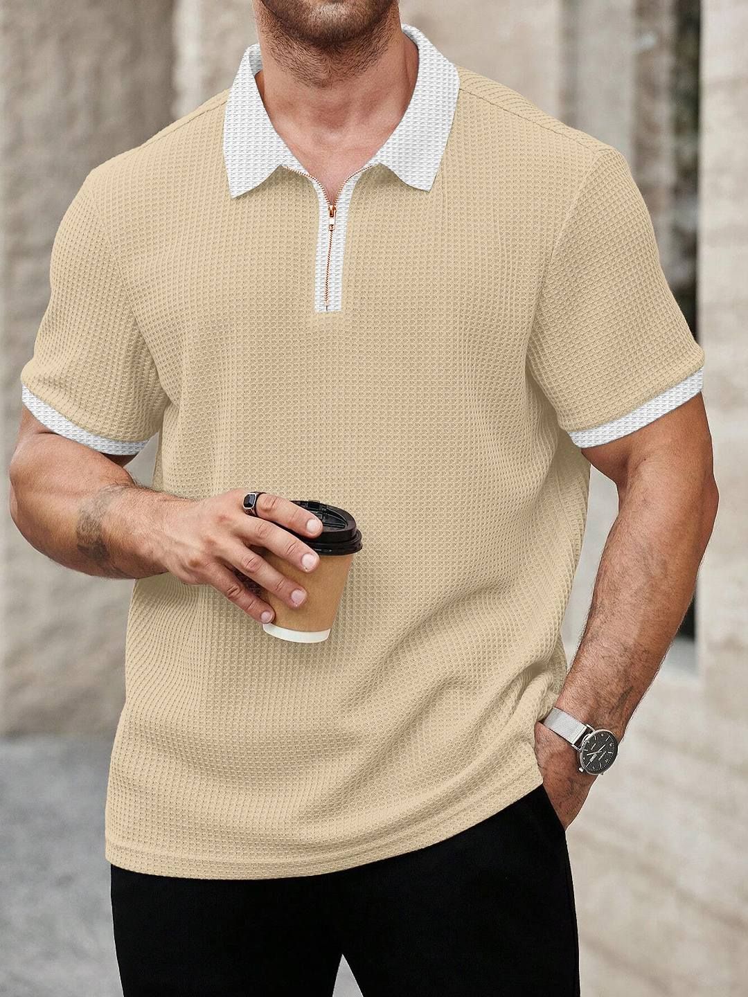 KAJARU Men Colourblocked Polo Collar T-shirt