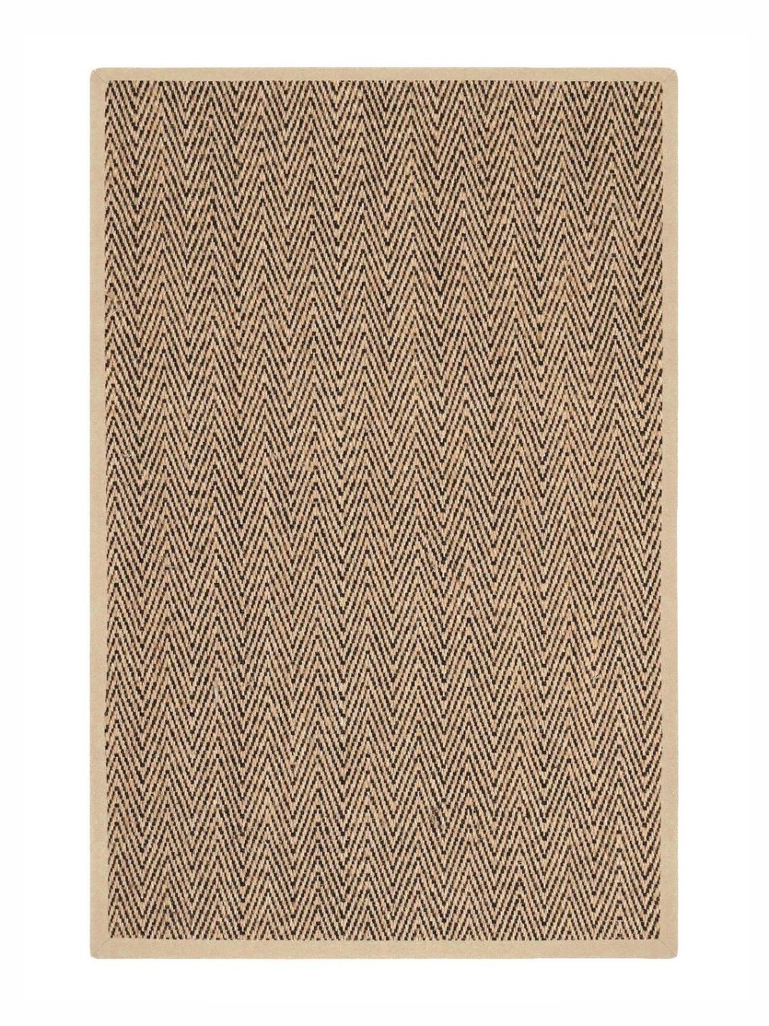 Saral Home Saral Home Brown Chevron Textured Anti-Skid Jute Cotton Carpet