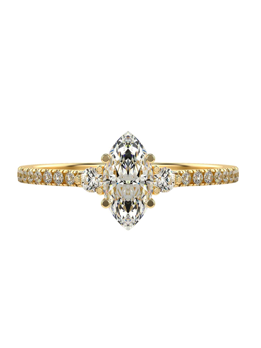 VALANOVA Women Sterling Silver Plated With Gold & Certified Lab Grown Diamond Ring 0.66cts