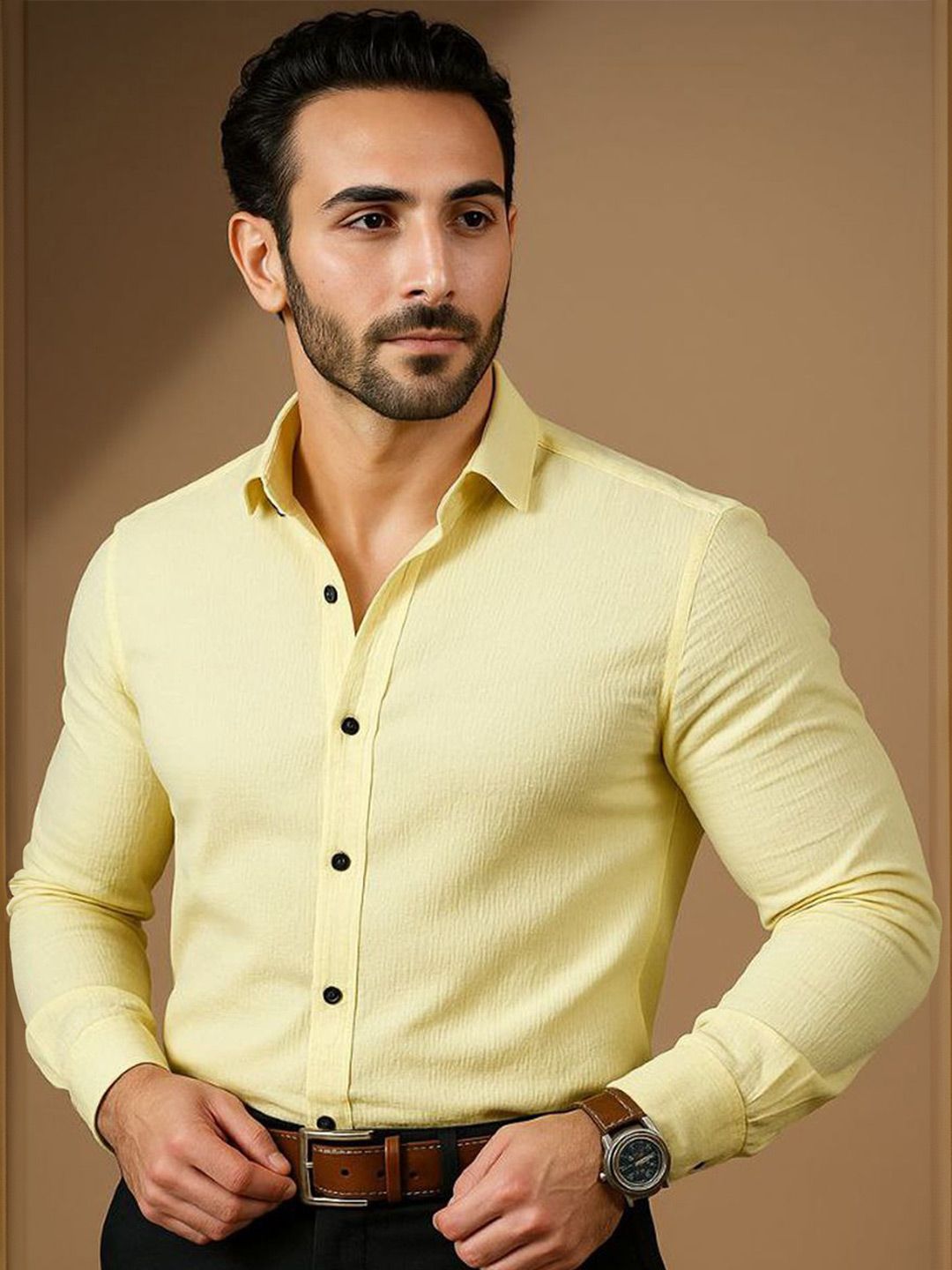 MARMIC FAB Men Textured  Classic Slim Fit Formal Shirt