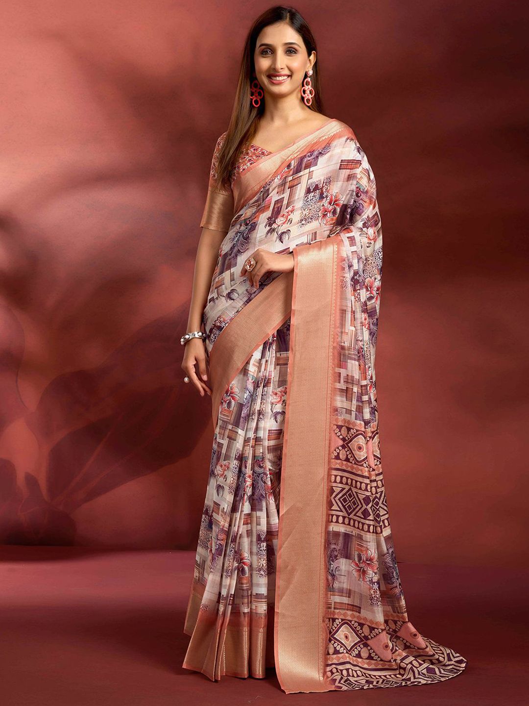 Mitera Ethnic Motifs Zari Ready to Wear Saree