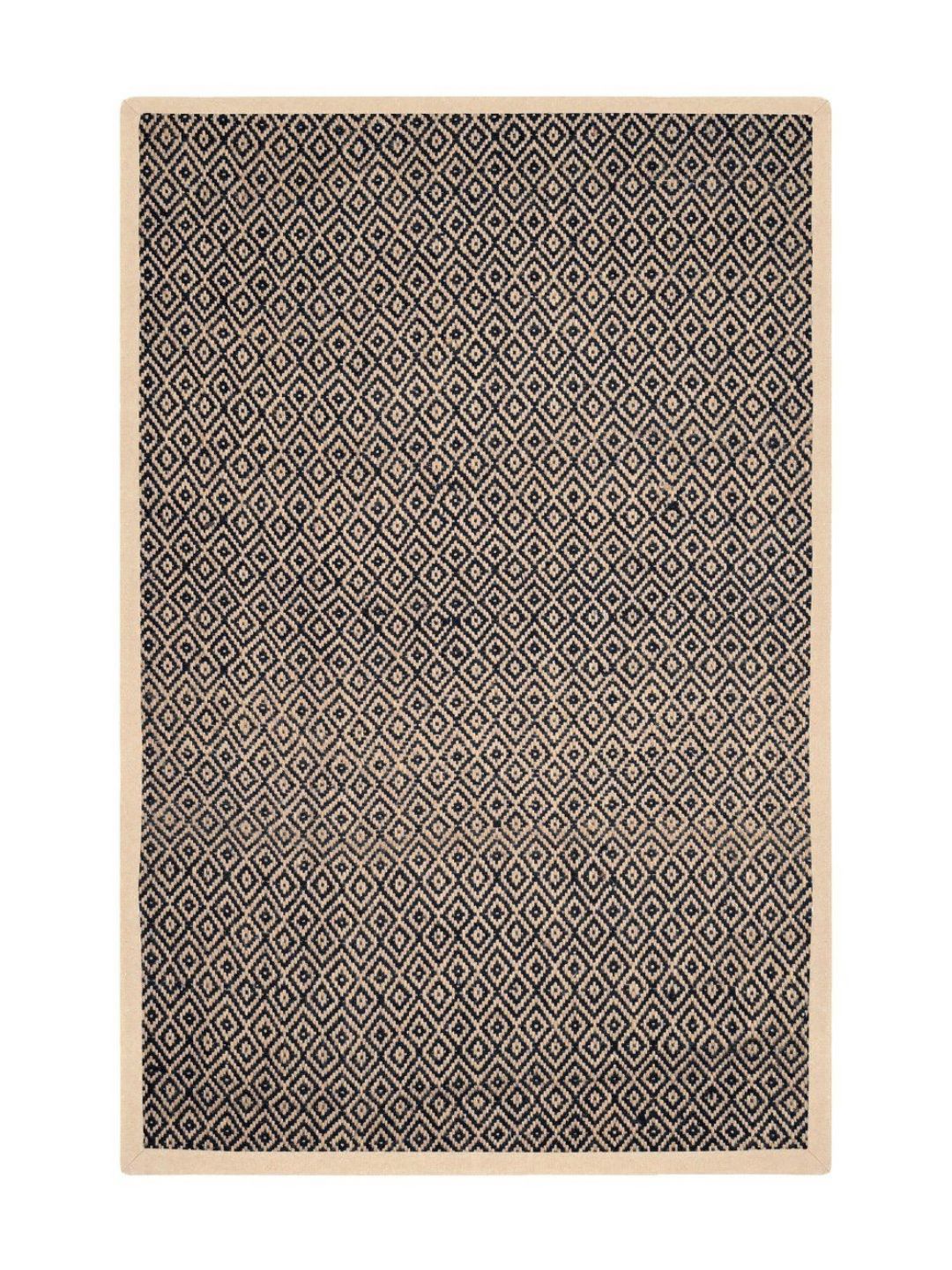 Saral Home Saral Home Black Geometric Textured Anti-Skid Jute Cotton Carpet