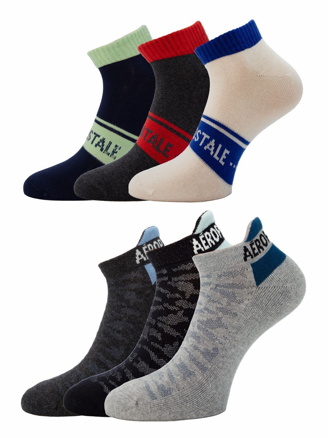 Aeropostale Men Pack of 6 Lowcut Ankle Length Socks
