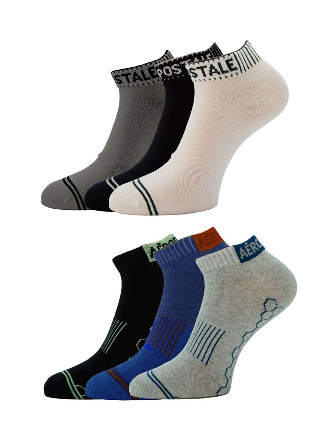 Aeropostale Men Pack Of 6 Patterned Low-Cut Ankle-Length Socks