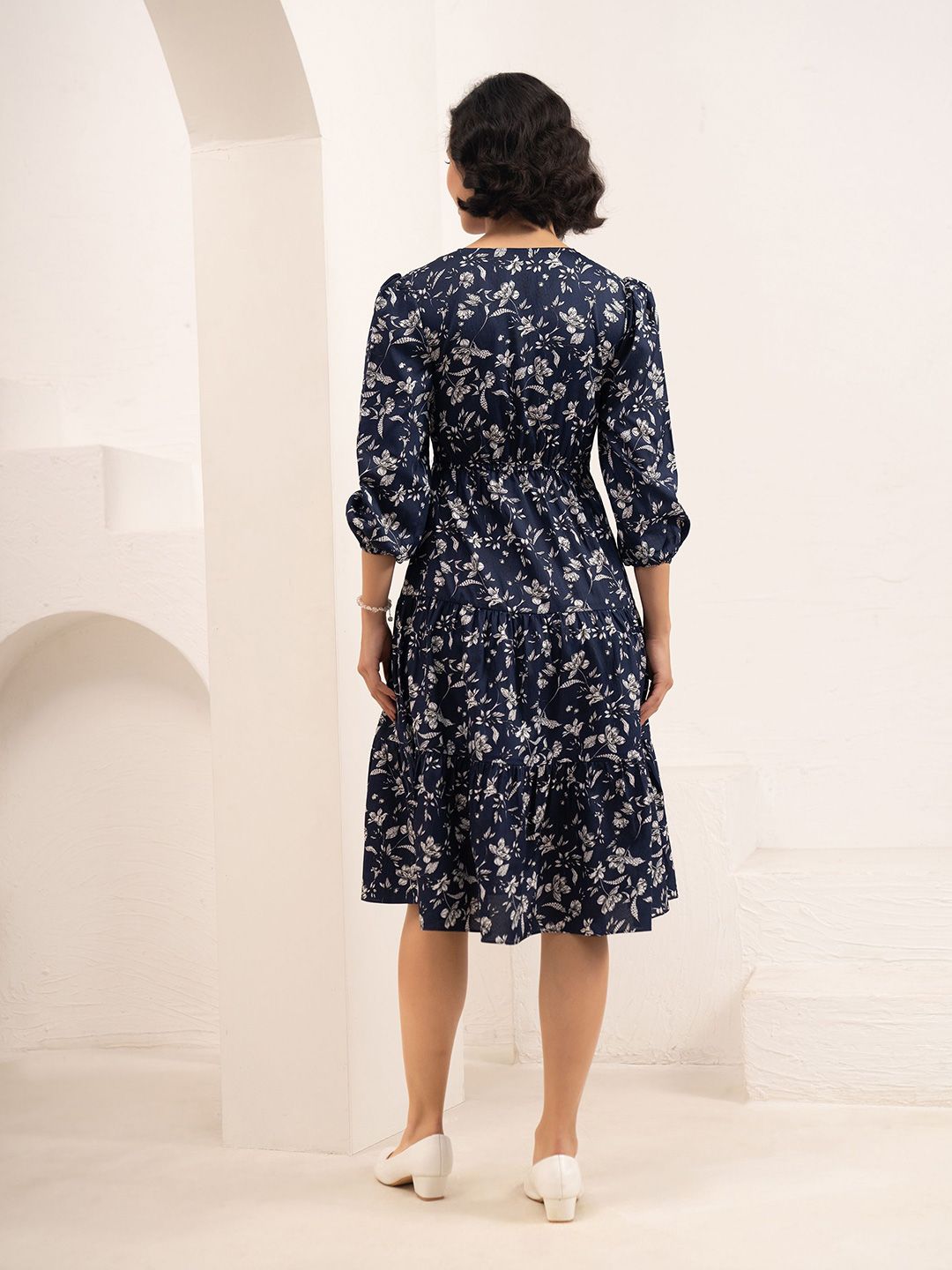 sachin and babi light blue dress Floral Embroidered Fit & Flare Midi Dress  DressBerry