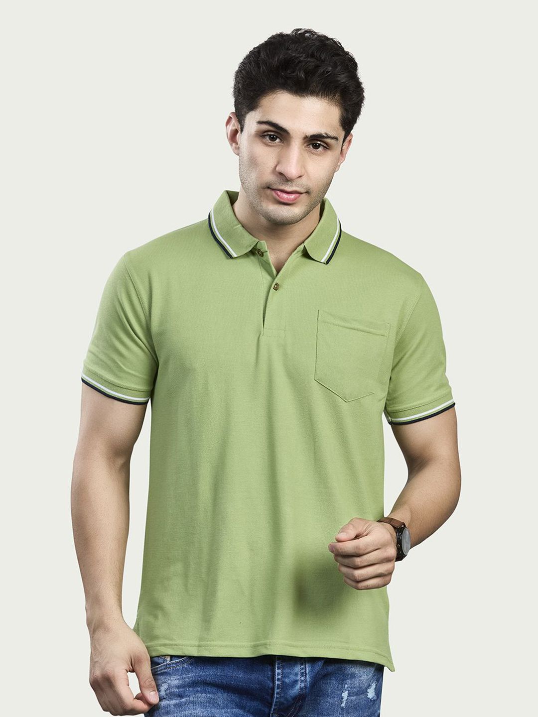 BE POSITIVE Men Regular Fit Polo Collar T-shirt