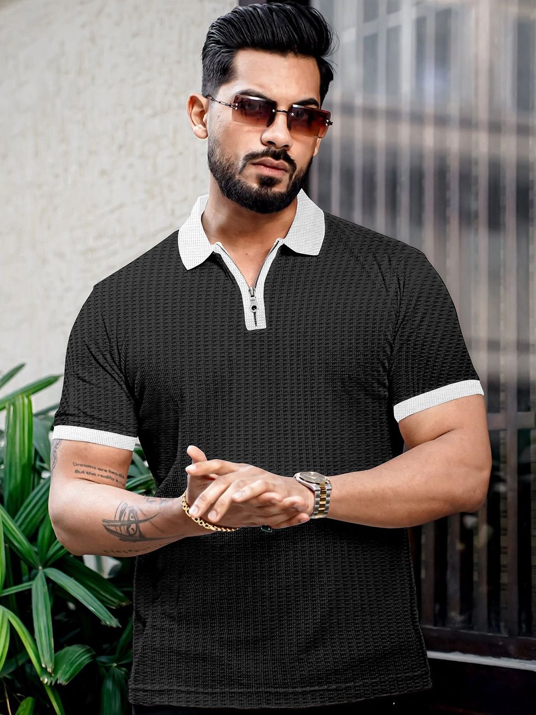 KAJARU Men Polo Collar Pockets T-shirt