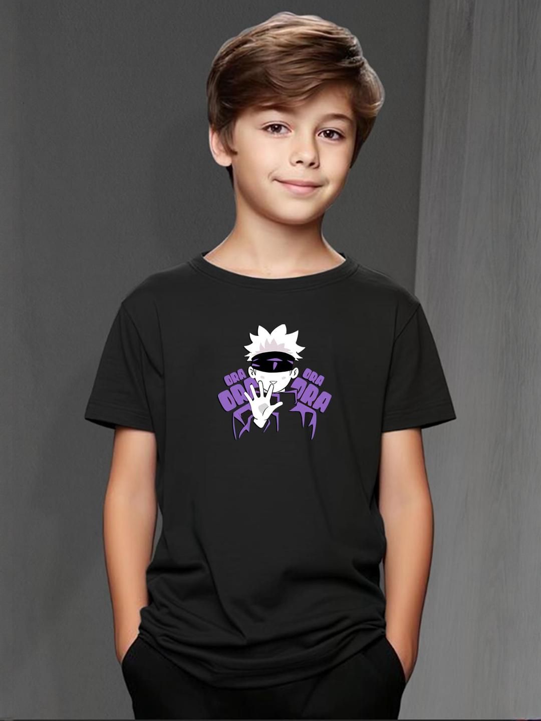 LONDON STREETS Black Gojo Anime Graphic Print T-Shirt
