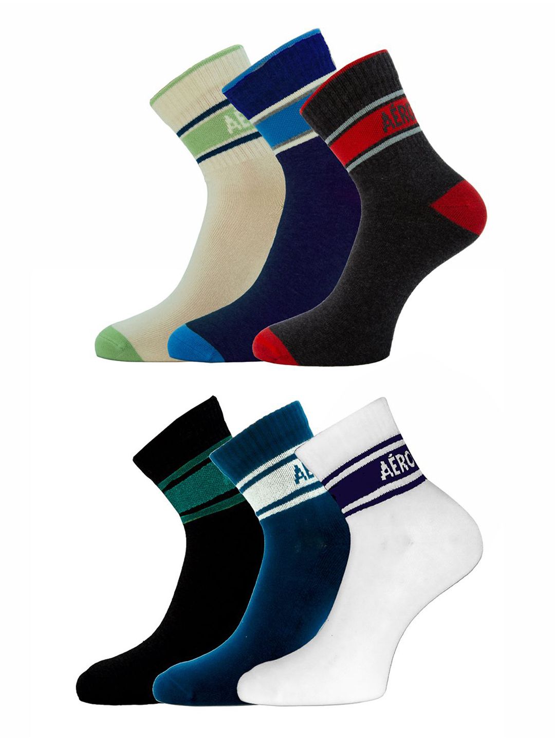 Aeropostale Men Pack of 6 Anti-Microbial Ankle Length Socks