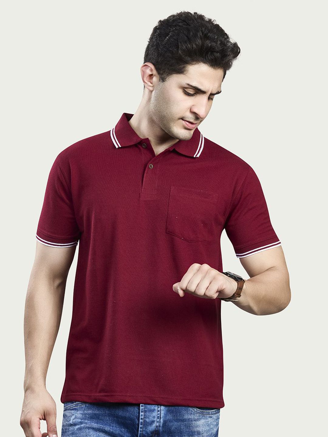 BE POSITIVE Men Polo Collar T-shirt