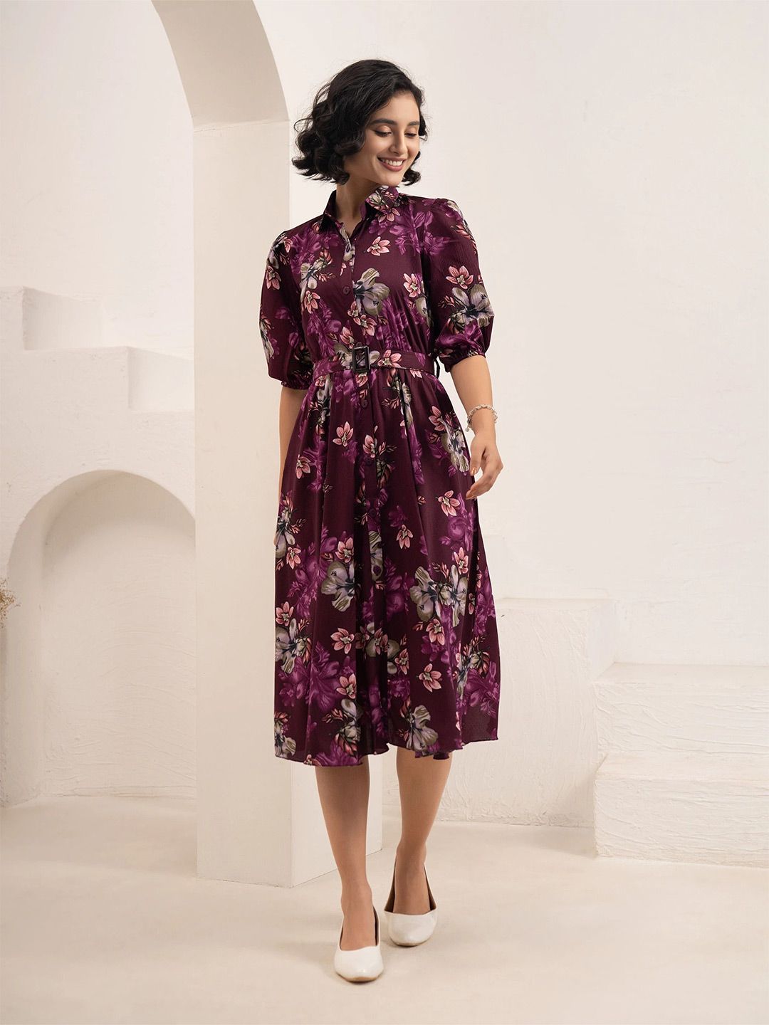 Price History of DressBerry Women Floral Print Crepe Fit & Flare Midi Dress from Myntra 111_15912509 Price History of DressBerry Women Floral Print Crepe Fit & Flare Midi Dress from Myntra 111_15912509