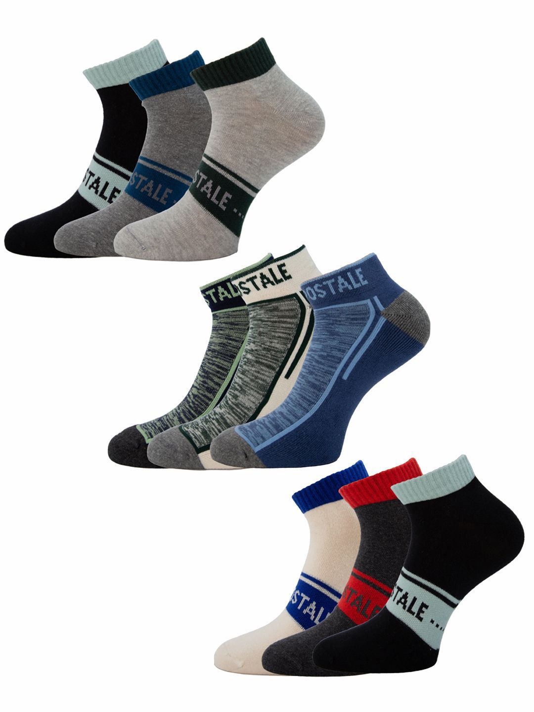 Aeropostale Men Pack Of 9 Patterned Ankle-Length Lowcut Socks