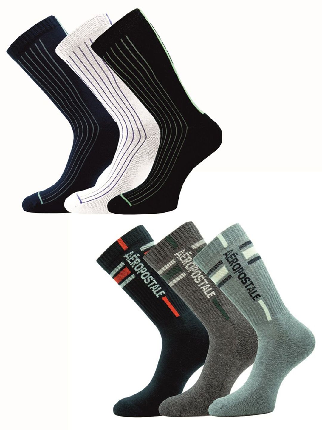 Aeropostale Men Pack Of 6 Patterned Full-Length Socks