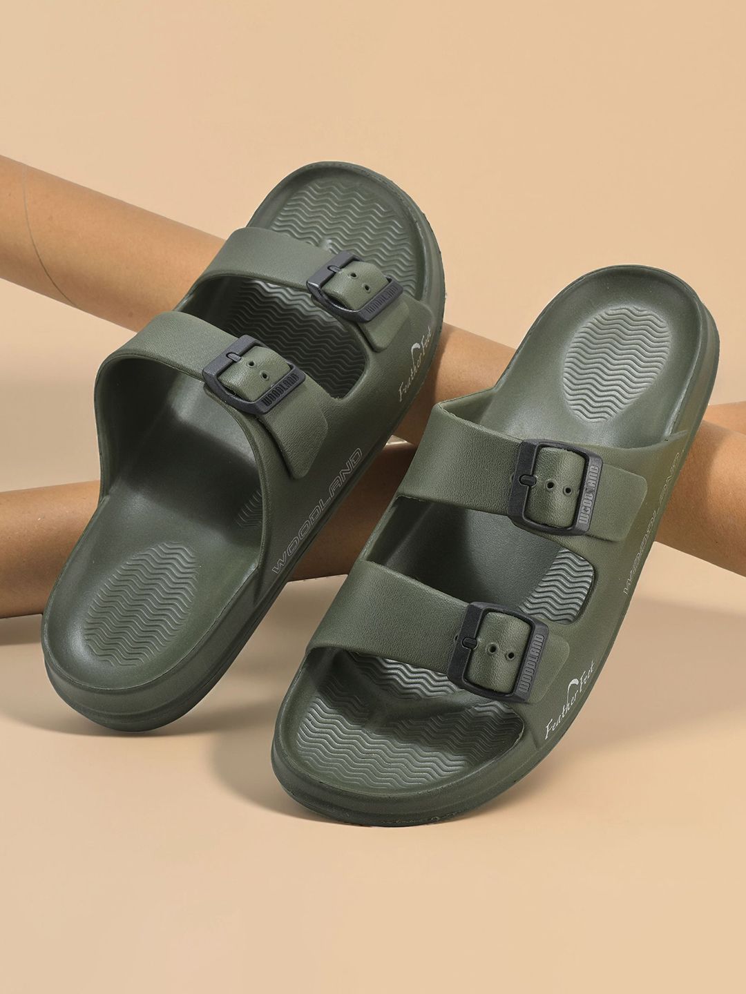 Woodland Men Solid Regular Sliders