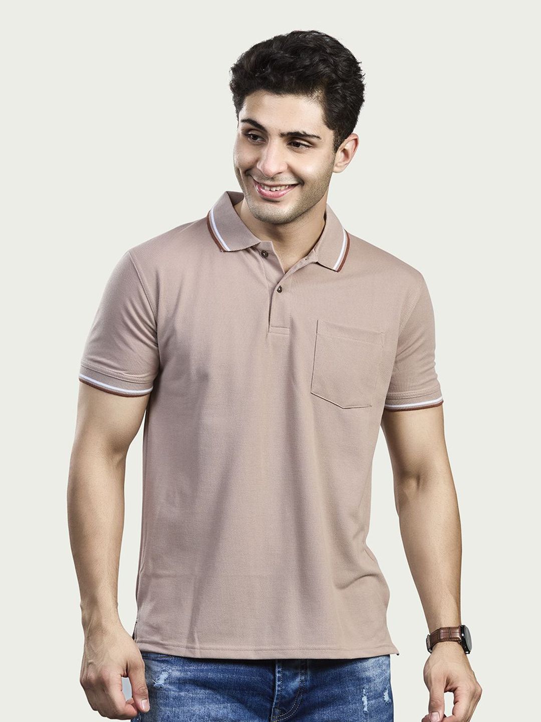 BE POSITIVE Men Polo Collar Pockets T-shirt