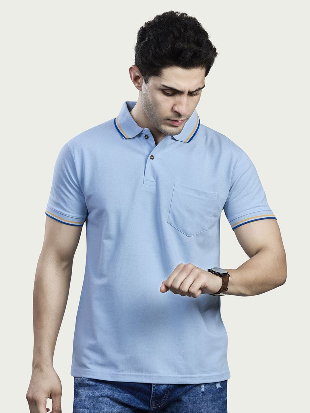 BE POSITIVE Men Polo Collar T-shirt
