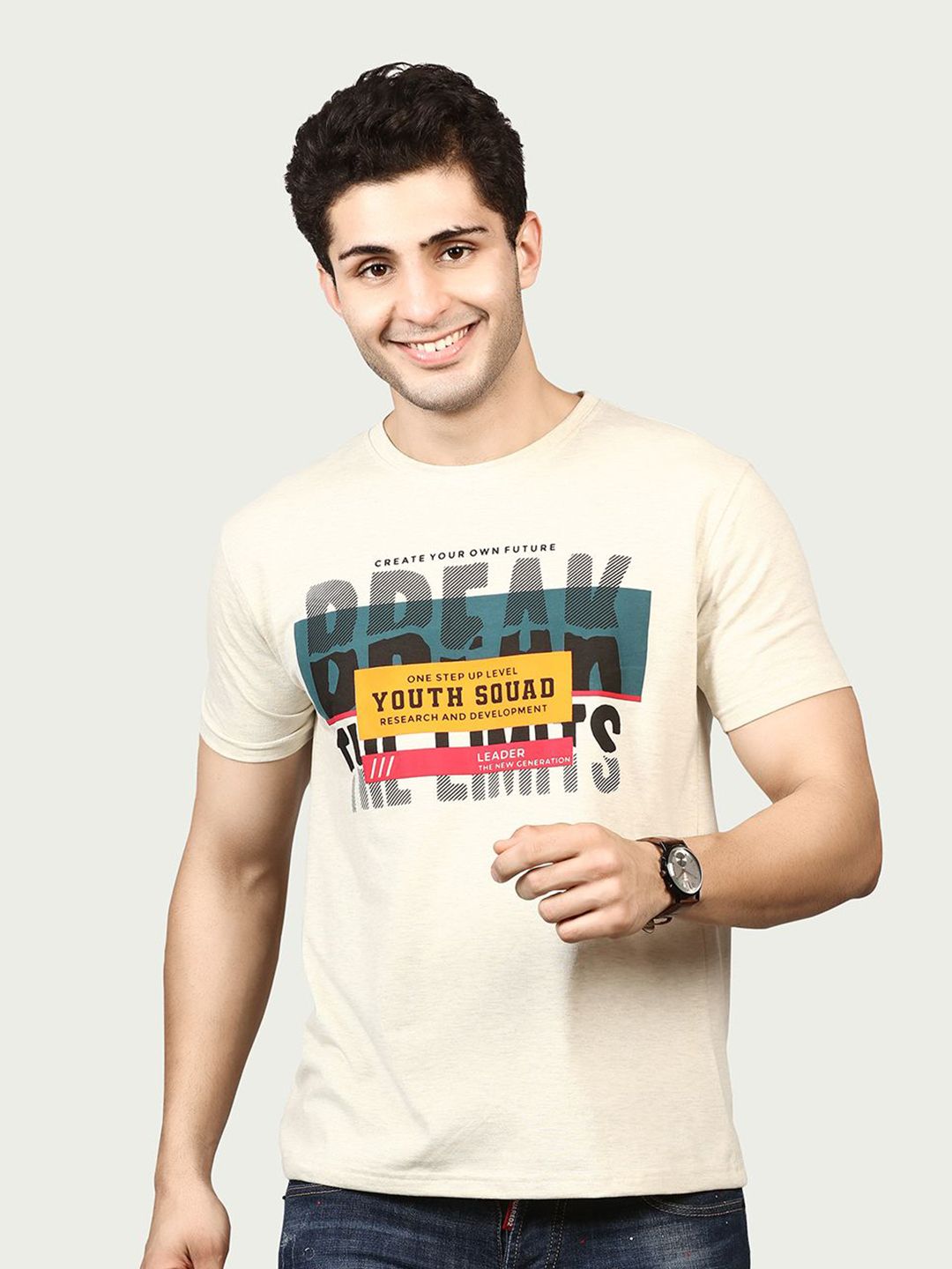 BE POSITIVE Men Typography Printed T-shirt