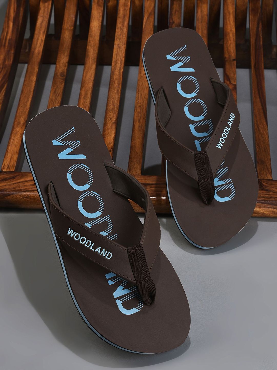 Woodland Men Printed Rubber Thong Flip-Flops