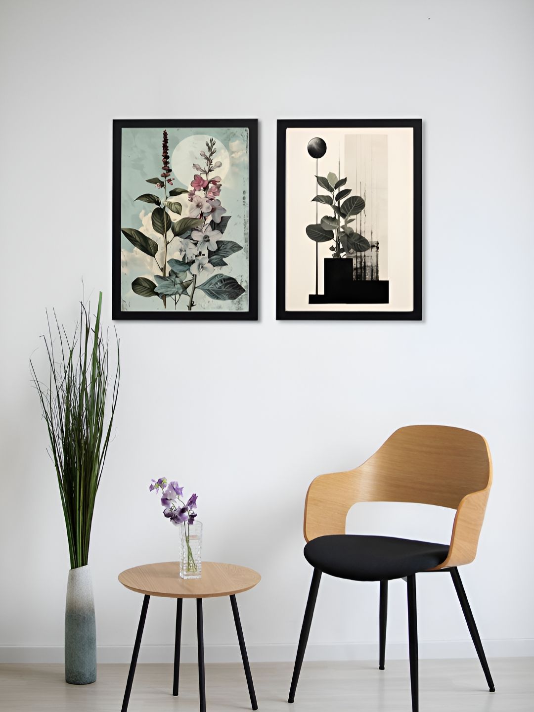 Giftii Black & White 2 Pieces Wood Abstract Wall Arts